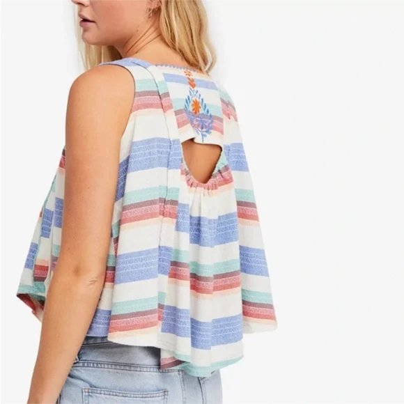 Free People Embroidered, Vintage style Striped Tank | New without tags | M - Picture 2 of 9